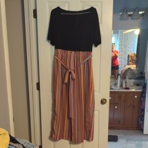 BloomChic Red and Black Jumpsuit with Elegant Flair